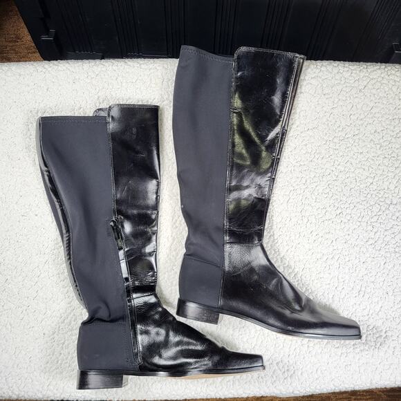 NEW Vince Camuto Women's Librina Knee High Boots Black Leather WIDE Cuff size 10 - Picture 1 of 5